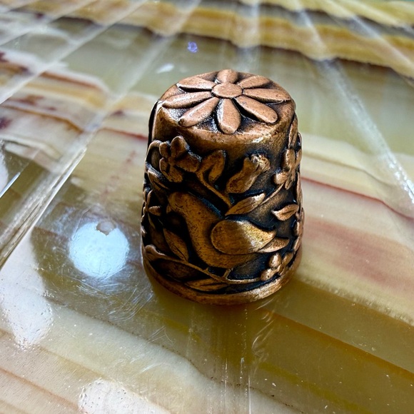 Jewelry - Vintage Cooper Decorative Thimble Dove & Floral Design